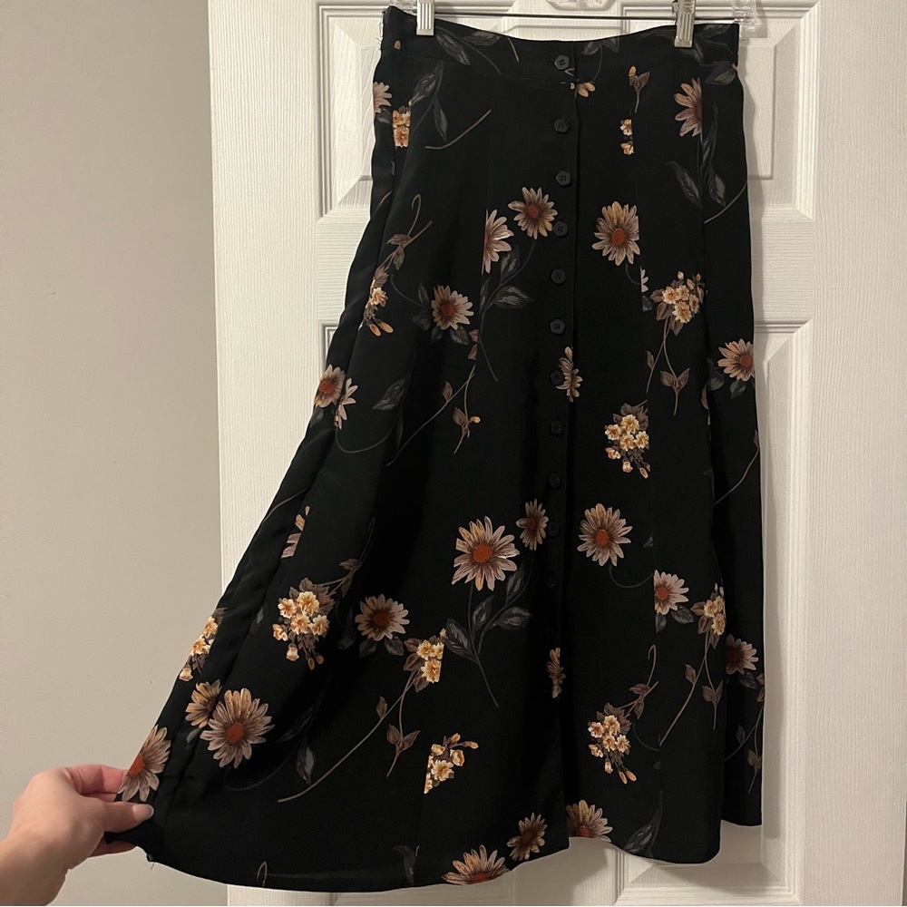 Floral Black Skirt